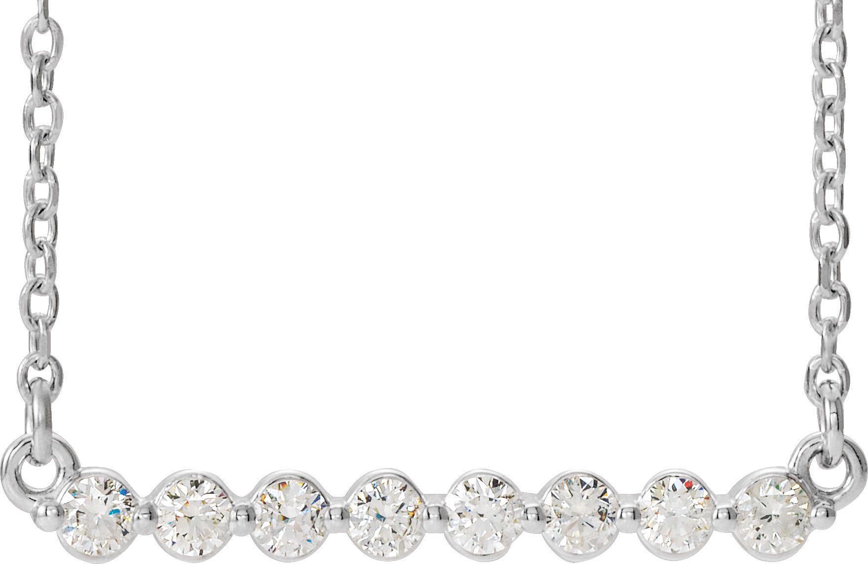 14K White 1/4 CTW Natural Diamond Bar 16" Necklace 