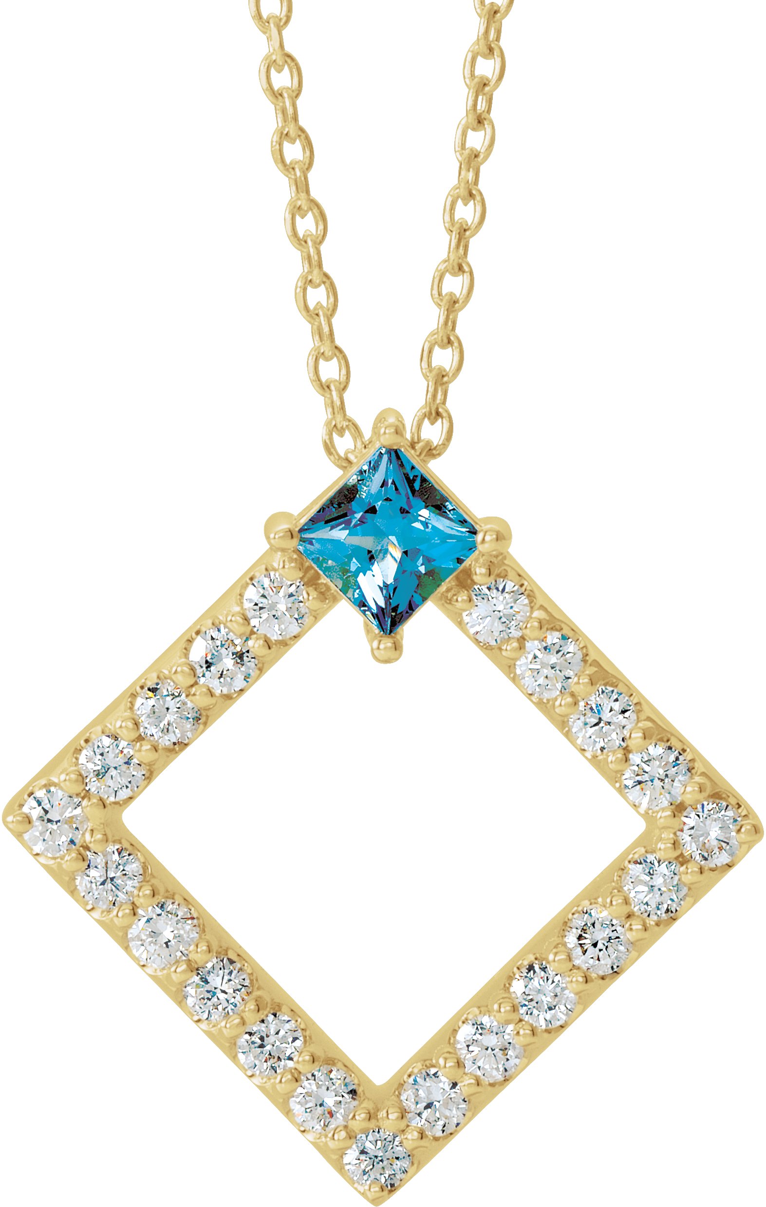 14K Yellow Aquamarine & 3/8 CTW Diamond 16-18" Necklace      