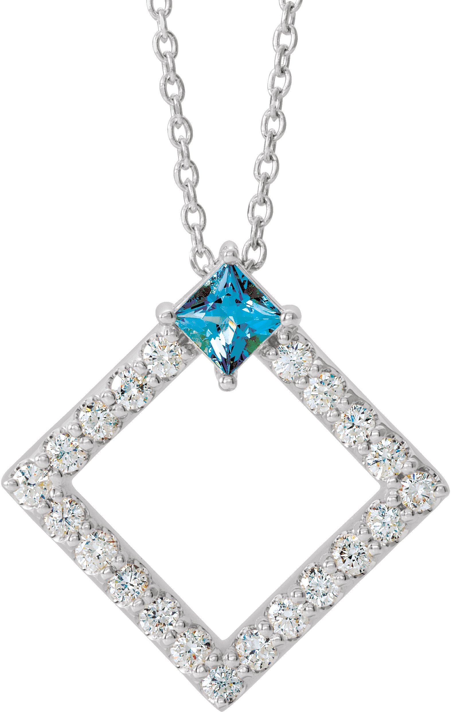 Platinum Aquamarine and .375 CTW Diamond 16 18 inch Necklace Ref 14901331