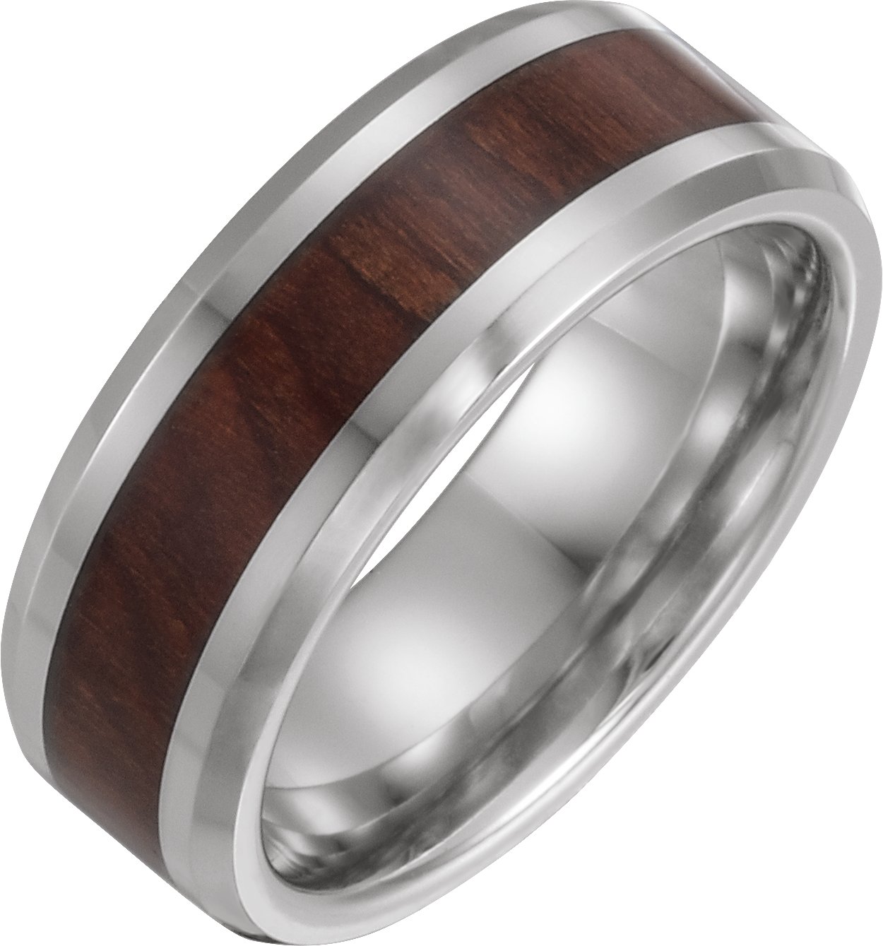 Cobalt 8 mm Beveled Edge Band with Wood Inlay Size 12 Ref 15068014