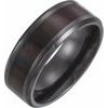 Black Titanium 8 mm Beveled Edge Band with Wood Inlay Size 13.5 Ref 16120556