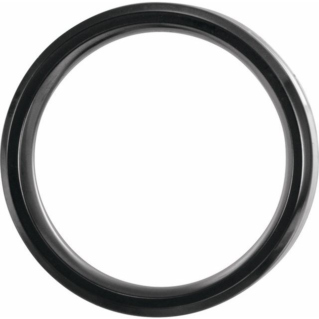 Black Titanium 8 mm Beveled-Edge Band with Wood Inlay Size 10 