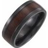 Black Titanium 8 mm Beveled Edge Band with Wood Inlay Size 13.5 Ref 16120558