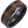 Black Titanium 8 mm Beveled Edge Band with Wood Inlay Size 14 Ref 16120561