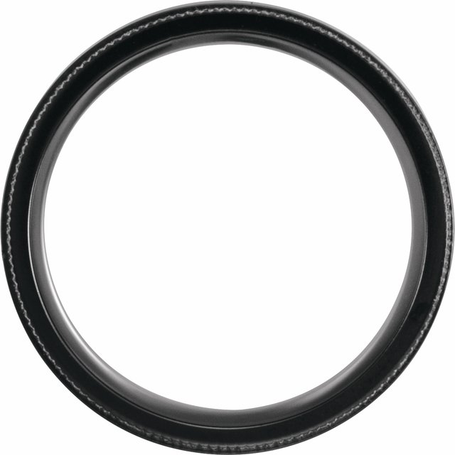 Black Titanium 8 mm Beveled-Edge Band with Wood Inlay Size 10