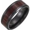 Black Titanium 8 mm Beveled Edge Band with Wood Inlay Size 13.5 Ref 16120564