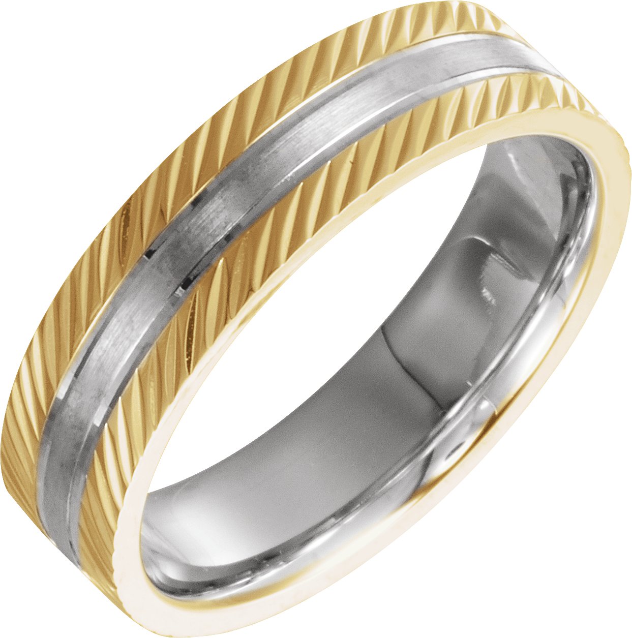 14K Yellow and White 6 mm Design Engraved Band Size 7 Ref 14916611