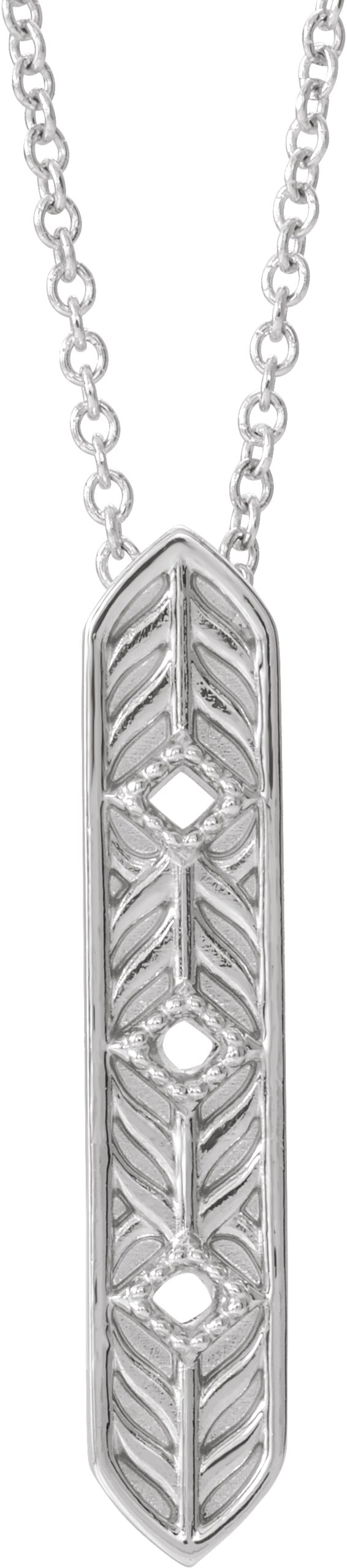 14K White Vintage-Inspired Vertical Bar 16" Necklace  