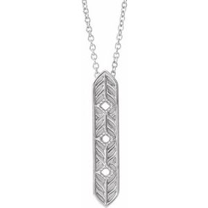 Sterling Silver Vintage-Inspired Vertical Bar 18" Necklace  
