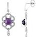 Sterling Silver Natural Amethyst & .03 CTW Diamond Granulated Earrings