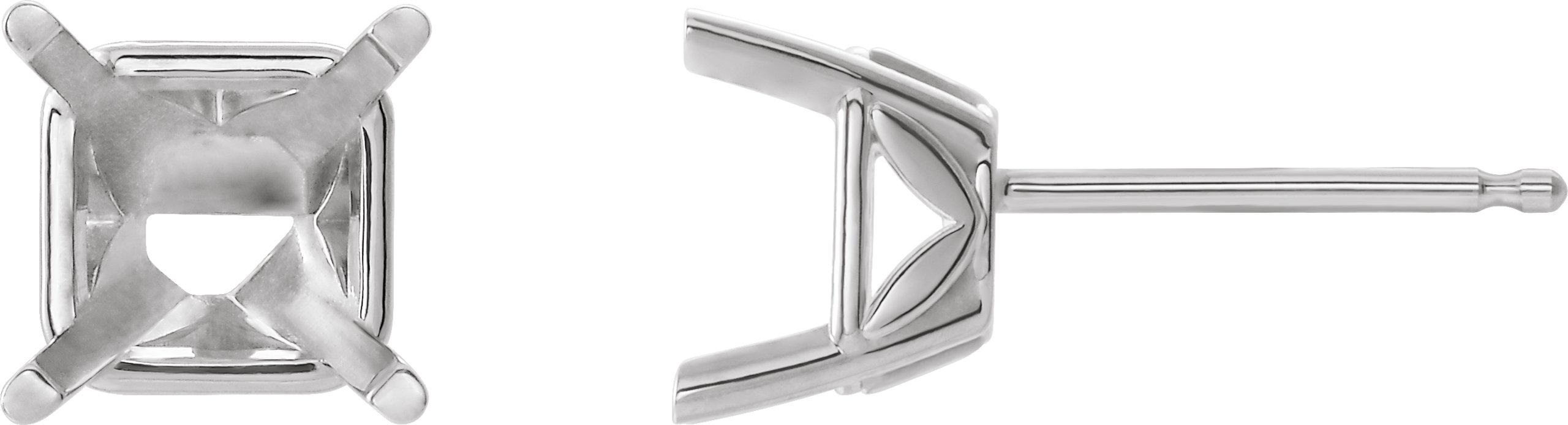 Square 4-Prong Floral Stud Earrings