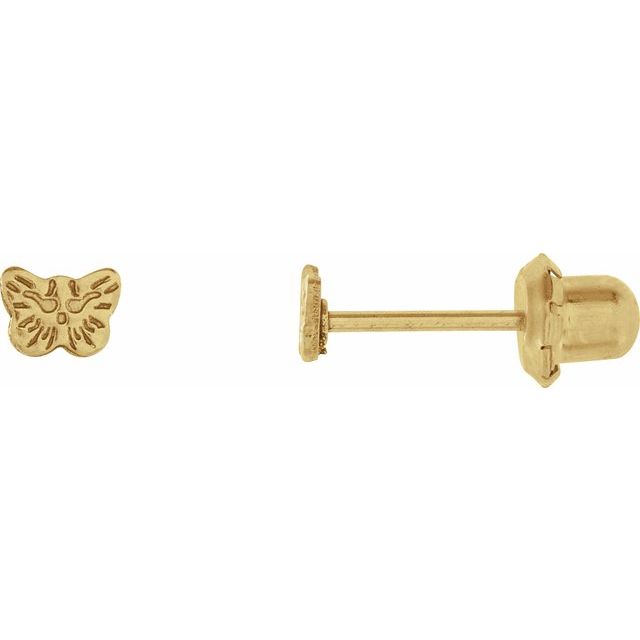 24K Gold-Washed Stainless Steel Butterfly Piercing Earrings  