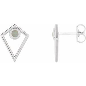Sterling Silver Opal Cabochon Pyramid Earrings