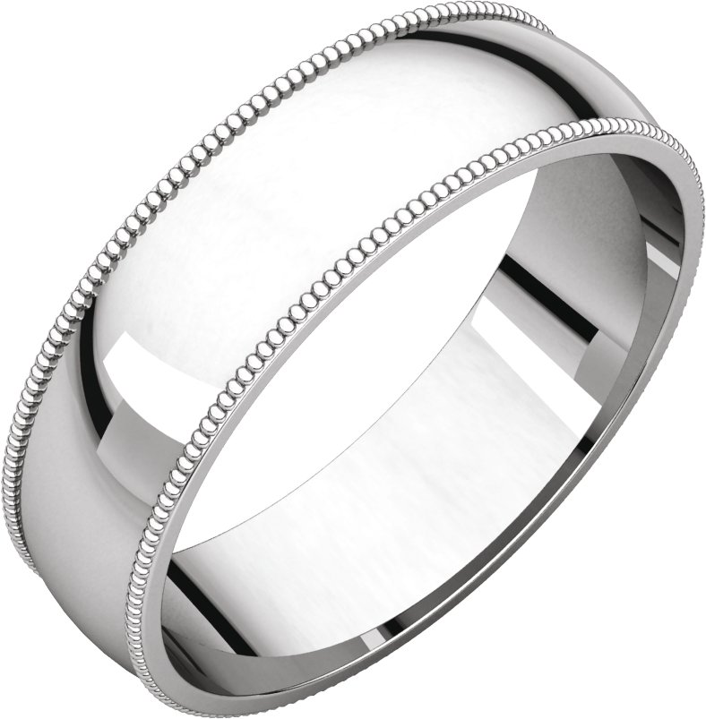 14K White 5.5 mm Milgrain Comfort-Fit Band