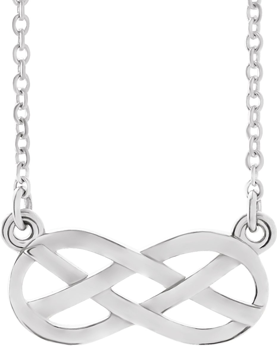 14K White Infinity-Inspired Knot Design 18" Necklace 