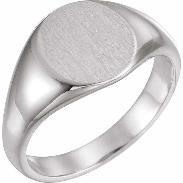Sterling Silver 12.5x10.5 mm Oval Signet Ring