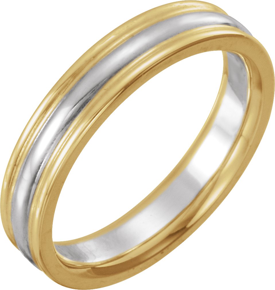 14K Yellow and White 4 mm Grooved Band Size 7.5 Ref 92924