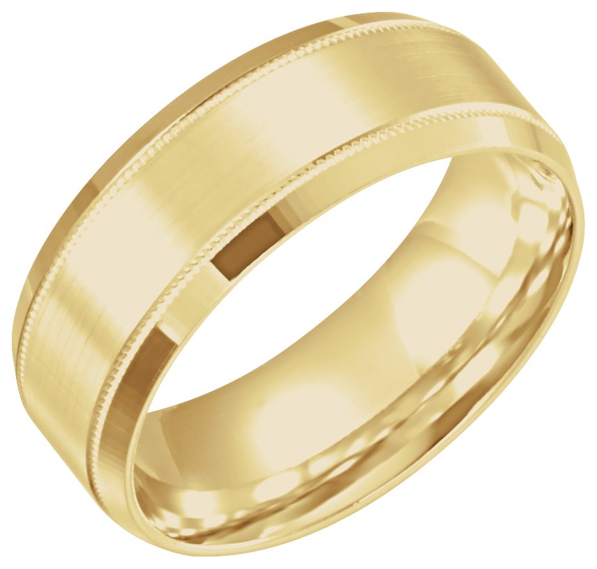 14K Yellow 6 mm Beveled-Edge Band with Milgrain Size 9