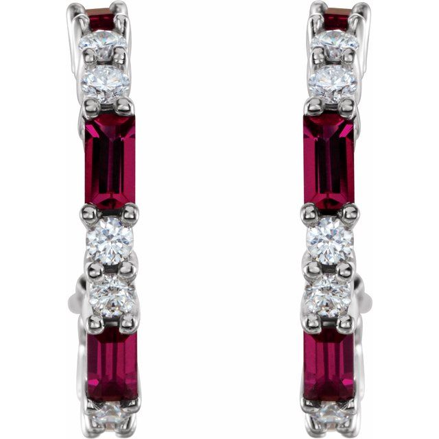 Platinum Natural Ruby & 1/2 CTW Natural Diamond Earrings