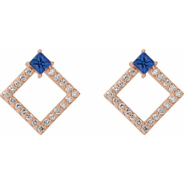 14K Rose Natural Tanzanite & 1/3 CTW Natural Diamond Earrings