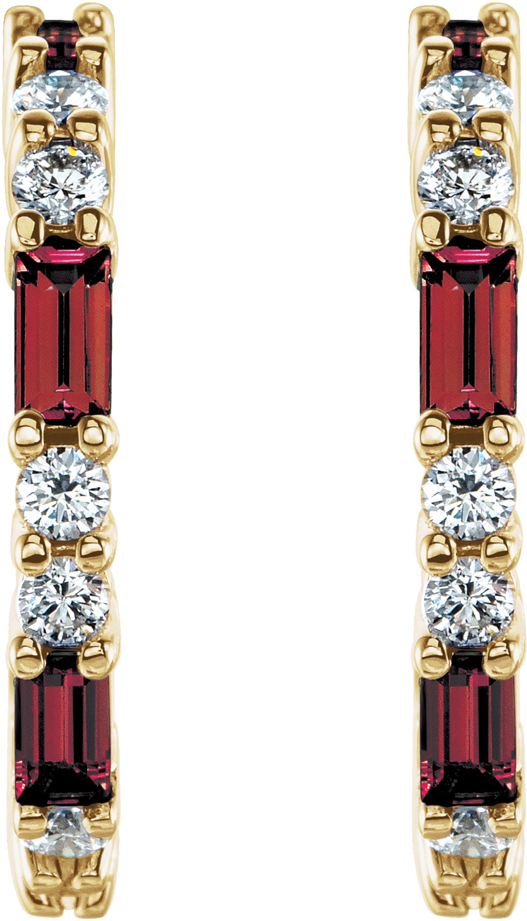 14K Yellow Mozambique Garnet & 1/2 CTW Diamond Earrings  