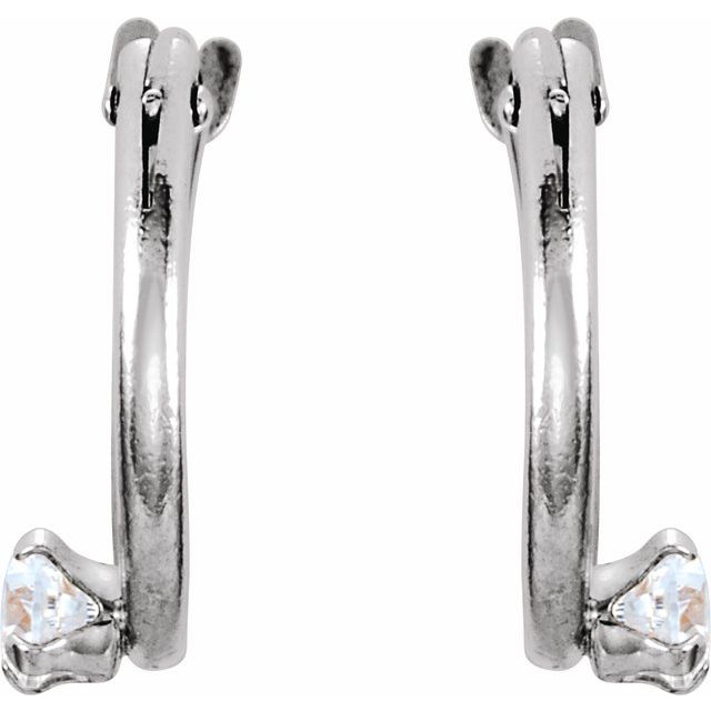 Sterling Silver Imitation White Cubic Zirconia 10.5 mm Hoop Earrings