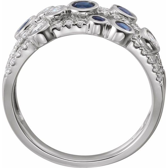 14K White Natural Blue Sapphire & 3/8 CTW Natural Diamond Ring  