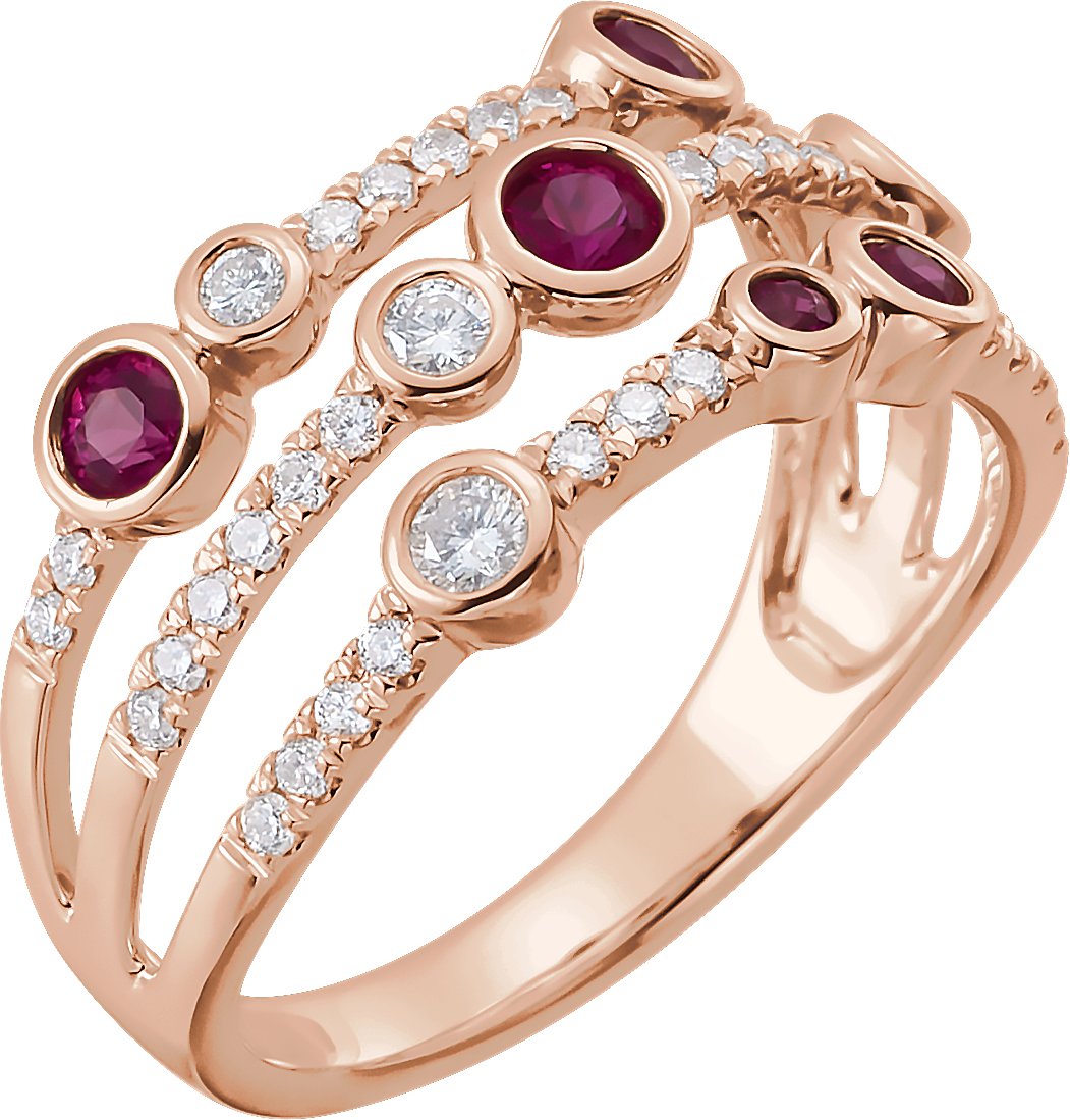 14K Rose Ruby & 3/8 CTW Diamond Ring  