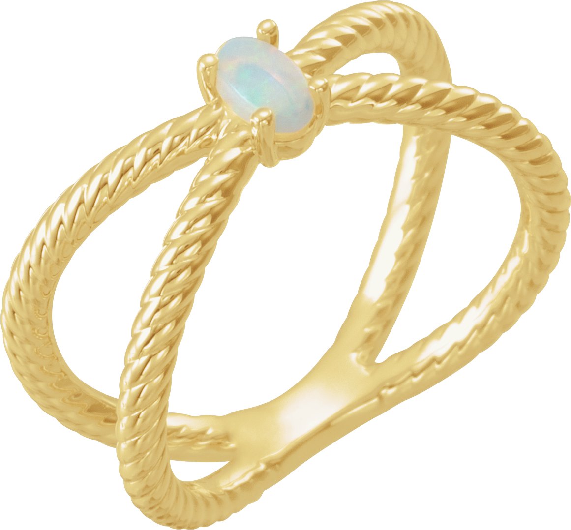 14K Yellow 5x3 mm Opal Criss Cross Rope Ring Ref 13752845