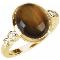 Bezel-Set Ring Mounting for Oval Gemstone and Diamonds