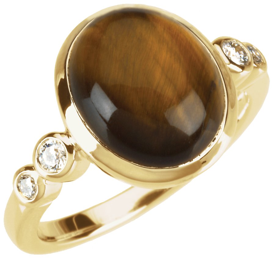 Bezel-Set Ring Mounting for Oval Gemstone and Diamonds