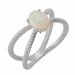 14K White 8x6 mm Natural Opal Criss-Cross Rope Ring