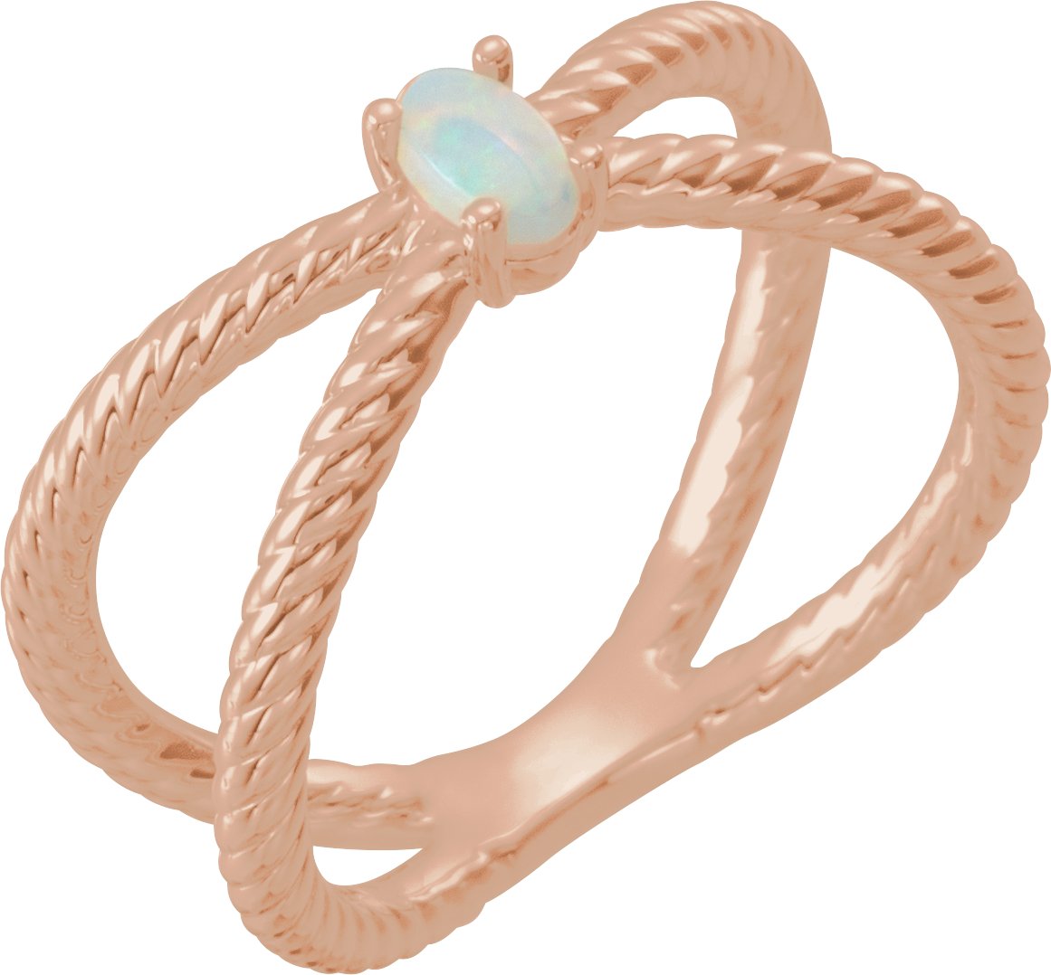 14K Rose 5x3 mm Opal Criss Cross Rope Ring Ref 13752846