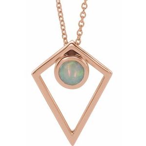 14K Rose Opal Cabochon Pyramid 16-18" Necklace      