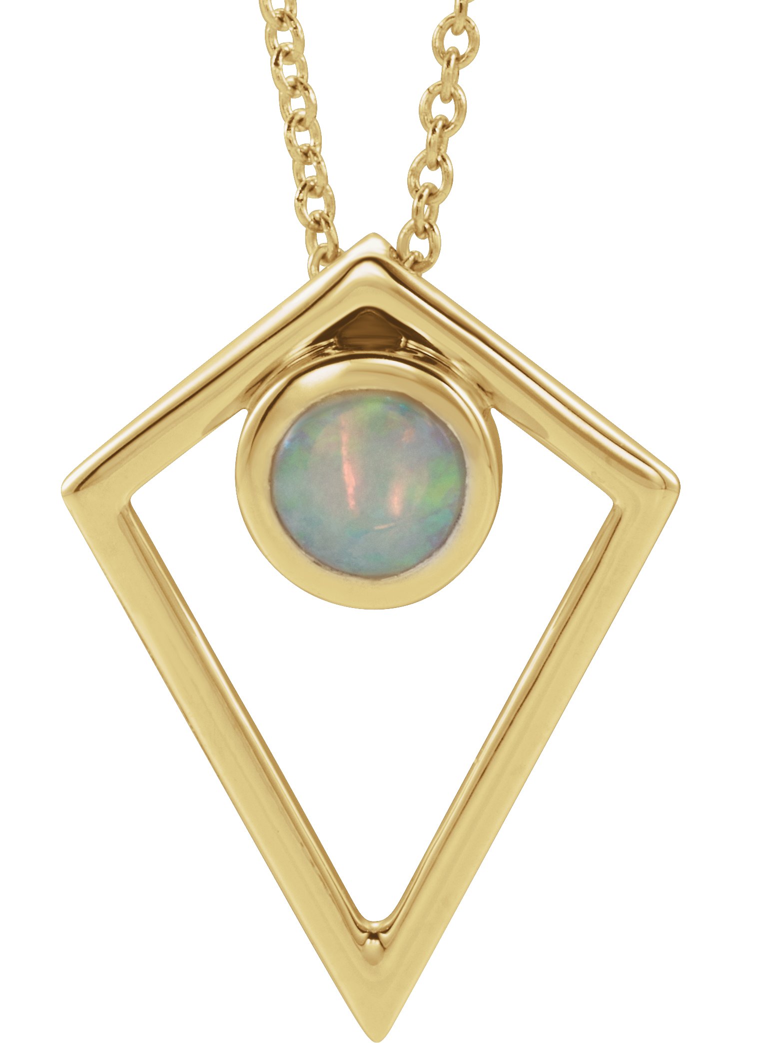 14K Yellow Opal Cabochon Pyramid 16-18" Necklace      