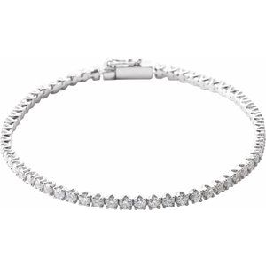 14K White 3 CTW Natural Diamond Line 7" Bracelet