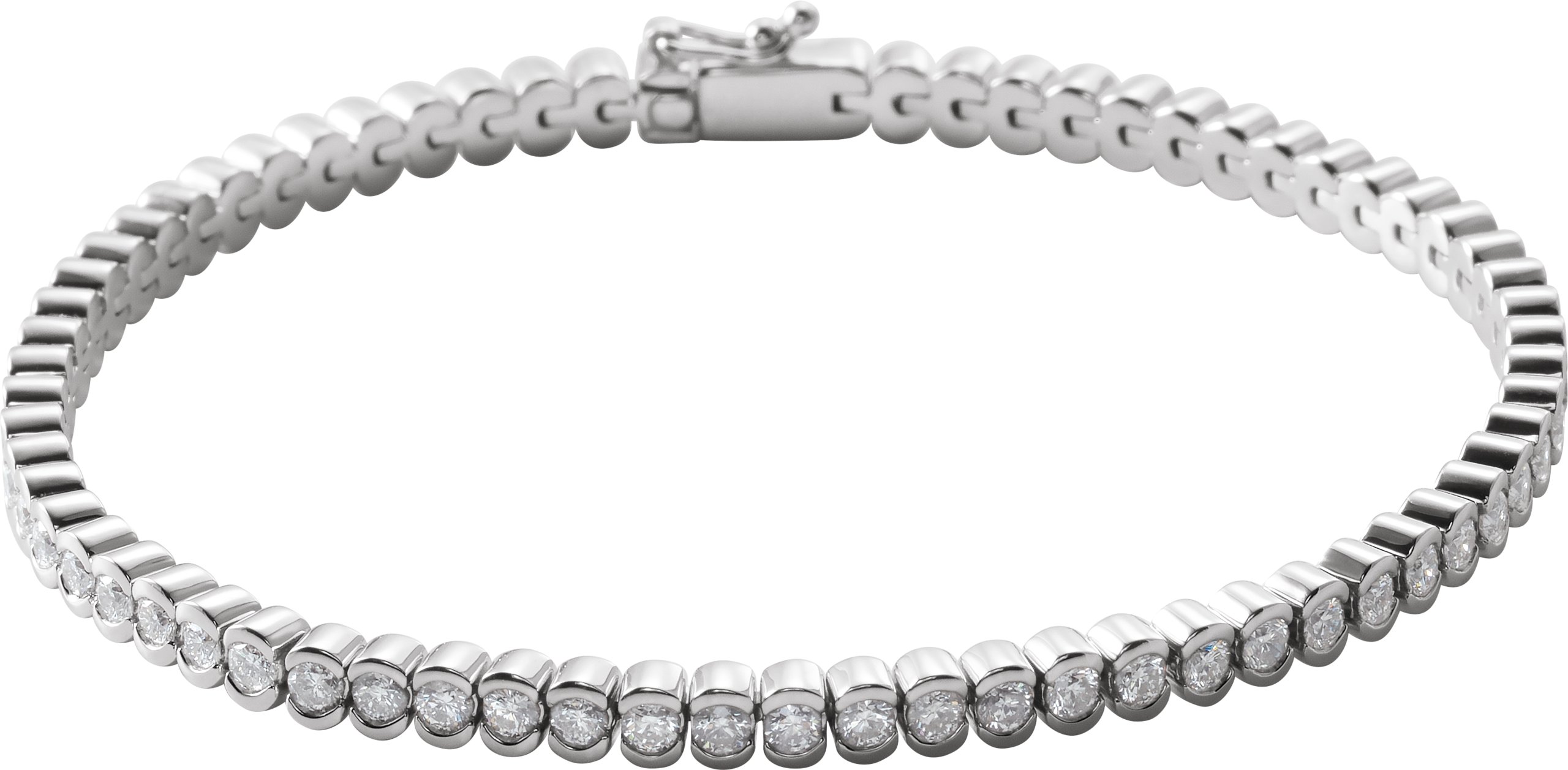 14K White 3 CTW Natural Diamond Line 7" Bracelet