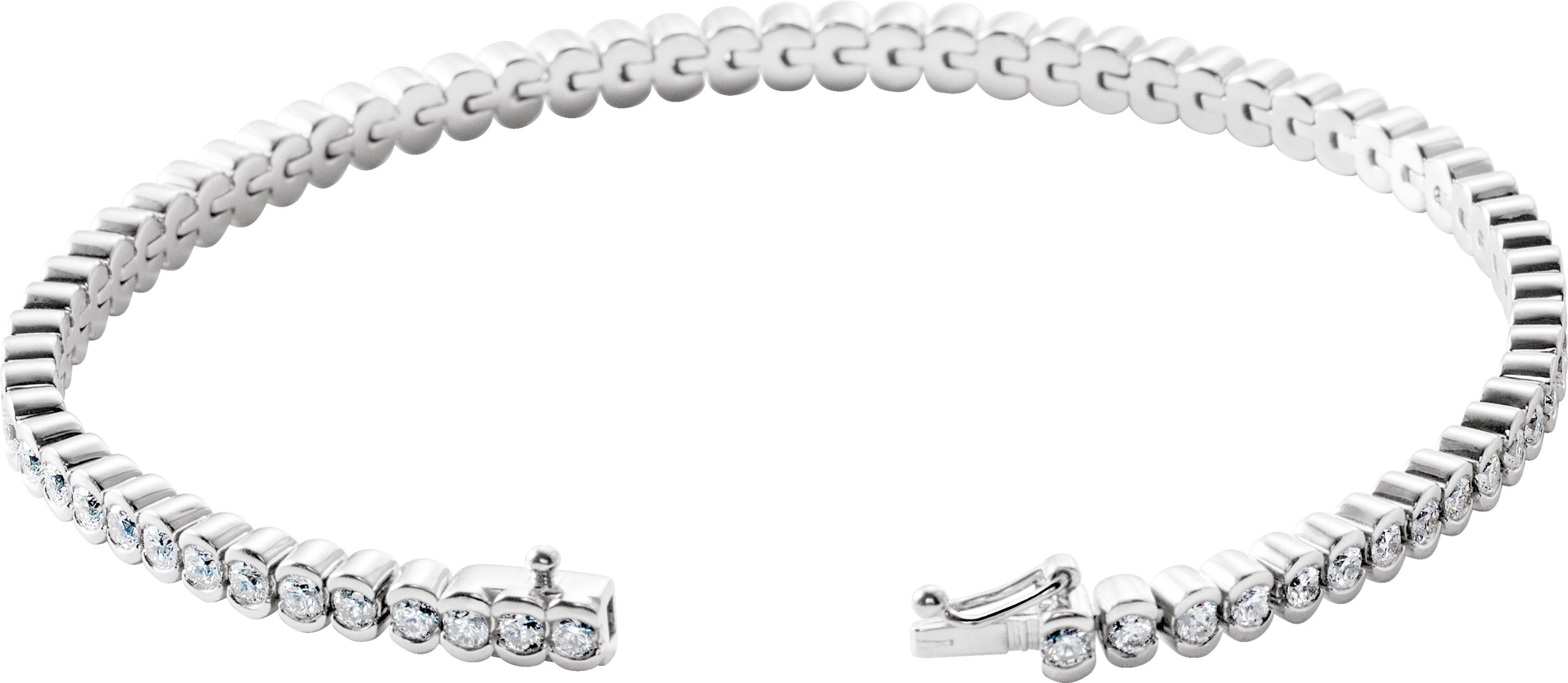 14K White 3 CTW Natural Diamond Line 7 Bracelet