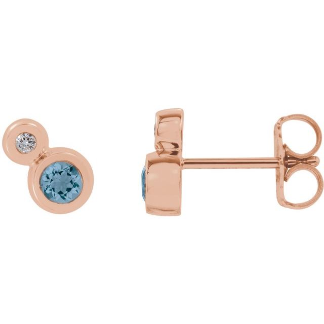 14K Rose Aquamarine & .03 CTW Diamond Earrings           