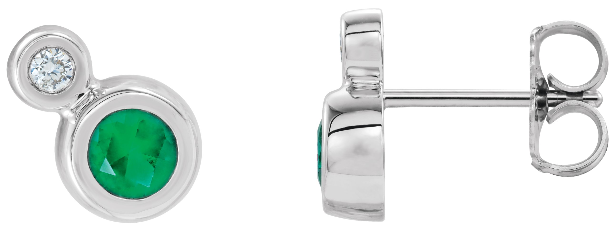 14K White Emerald & .06 CTW Diamond Earrings            