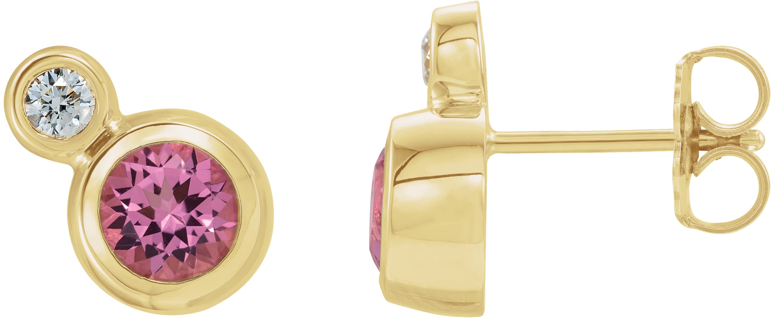 14K Yellow Pink Tourmaline & .03 CTW Diamond Earrings                 