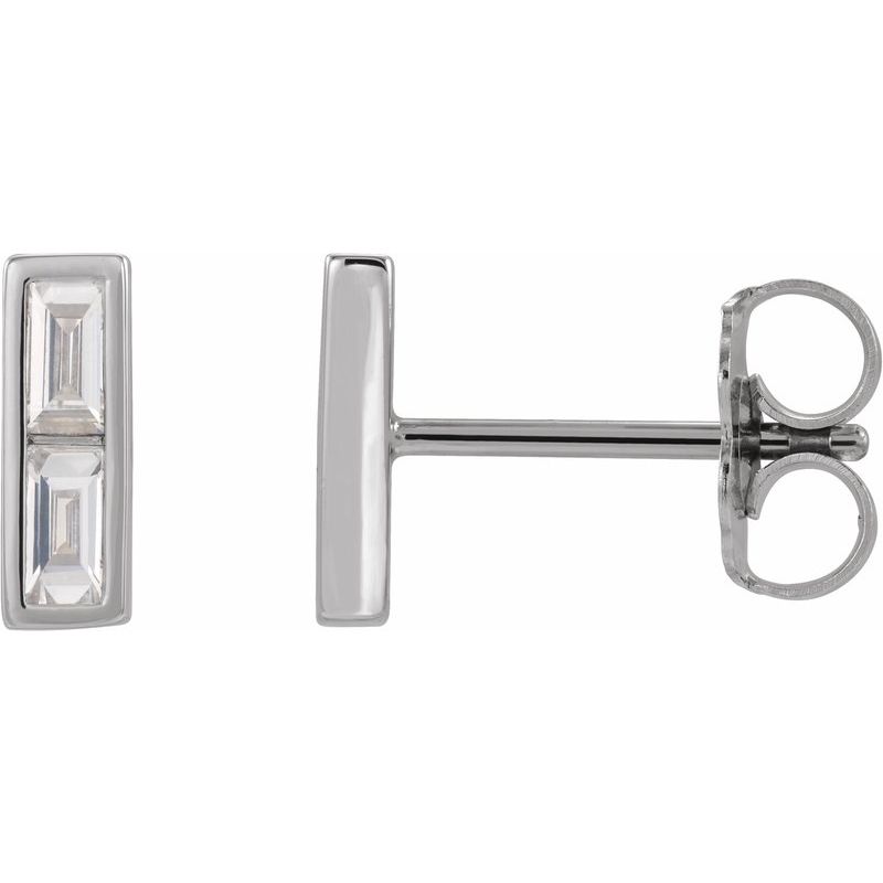 Baguette Bezel-Set Bar Earrings