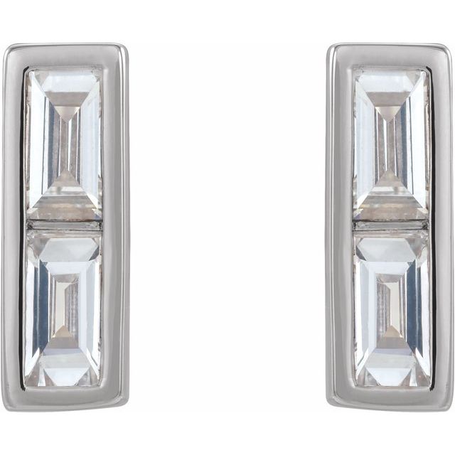 14K White 1/4 CTW Natural Diamond Bar Earrings