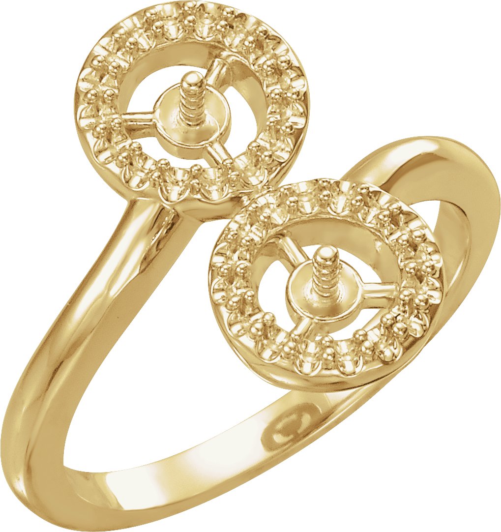 Two-Stone Halo-Style Pearl Ring