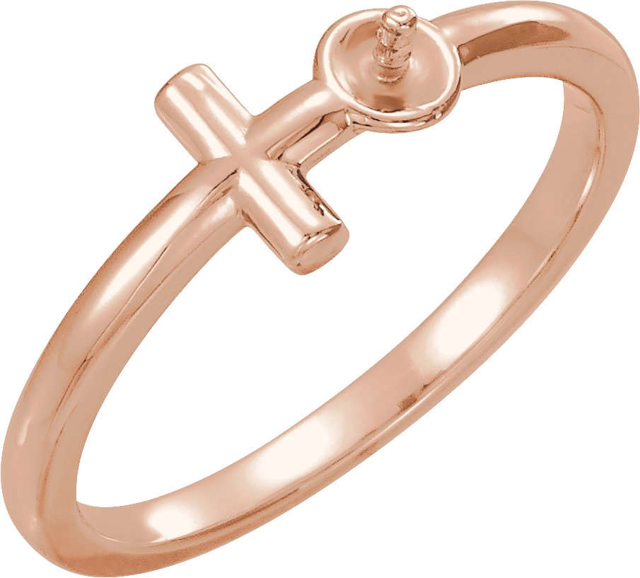 Pearl Sideways Cross Ring