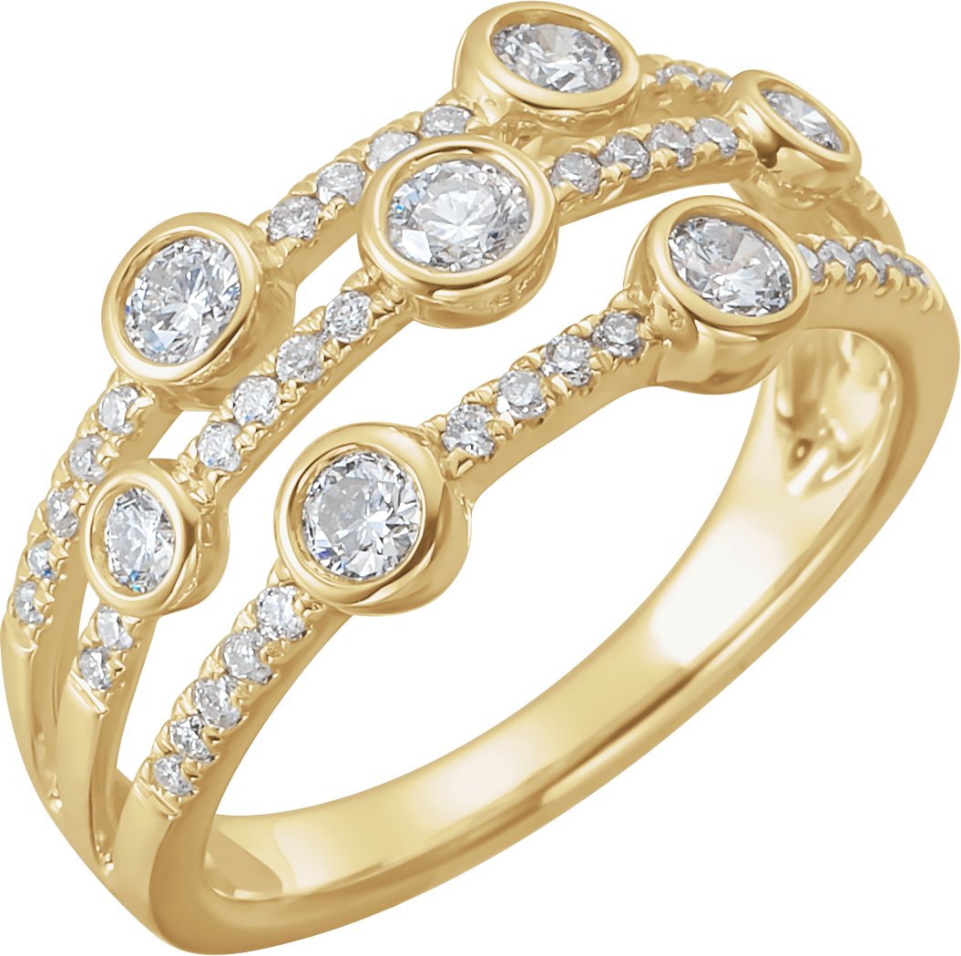 14K Yellow 3/4 CTW Diamond Negative Space Ring