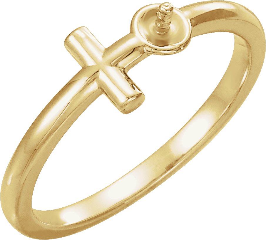 Pearl Sideways Cross Ring