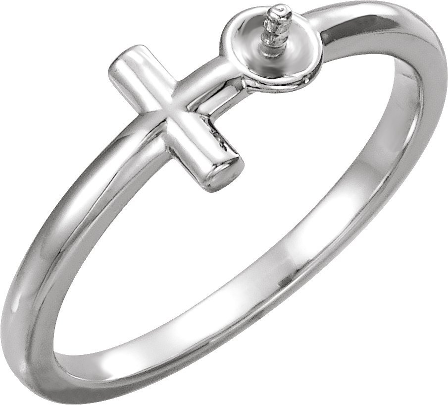 Pearl Sideways Cross Ring