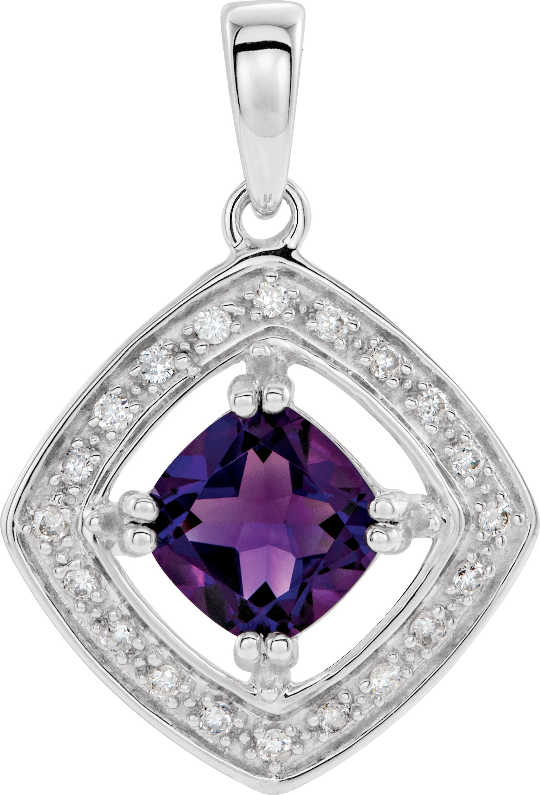 14K White Amethyst and .10 CTW Diamond Pendant Ref 1865321