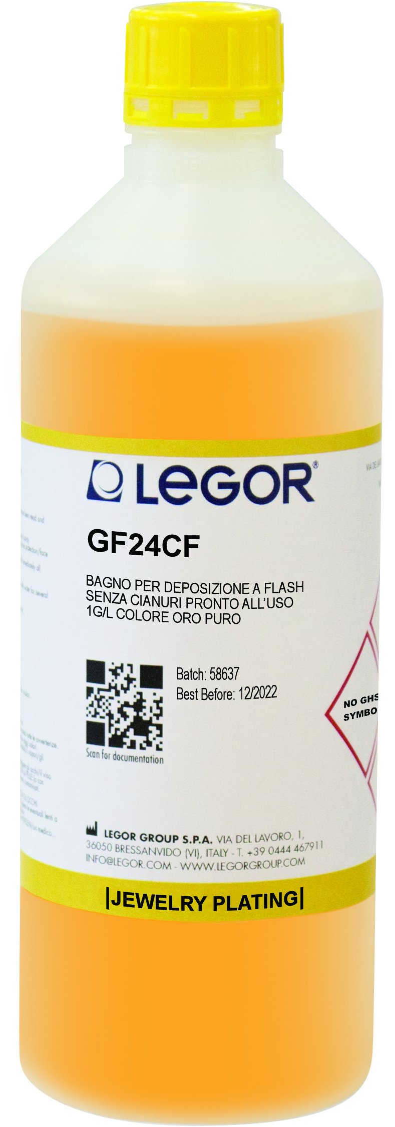 Legor® GF3N Yellow Gold Plating Solution, Cyanide-Based - RioGrande